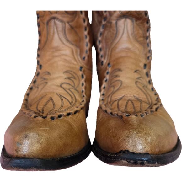 Dan Post Brown Natural Leather Buckstitching Cowboy Western Boots 10D main image 16